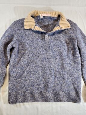 Vintage Riccardo Piacenza 100% Wool Sweater Knit Mens Small Blue 1/4 Button King